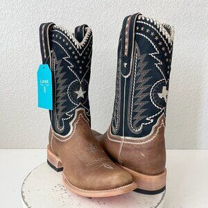 Lane RODEO HOUSTON Mens Cowboy Boots Brown Leather Western Blunt Toe Size 11